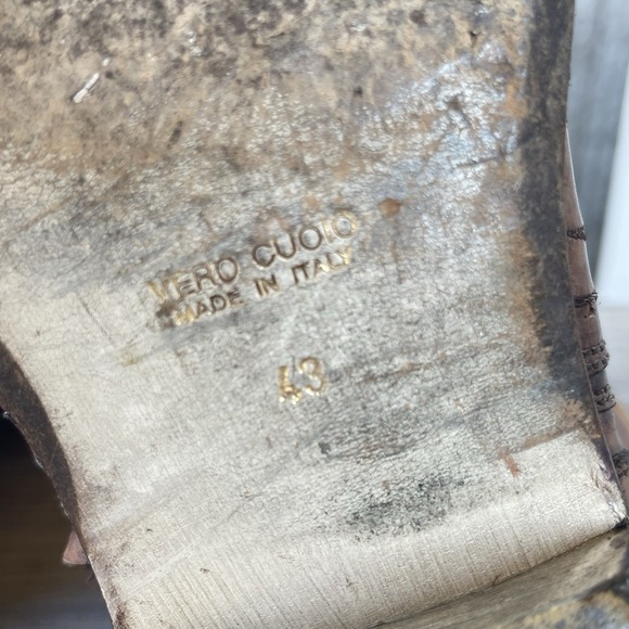 Damy Cowboy Ankle Boots Men 10/ 43 Brown Leather Embroidered Side Zip Italy Made - Picture 11 of 15